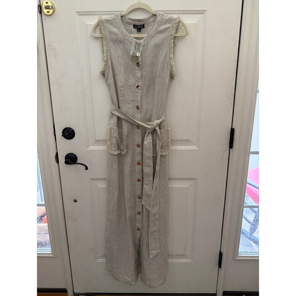 NEW J. Crew 100% Linen Maxi Dress Women's Size Small Old Money Quiet Luxury Chic - Picture 3 of 10